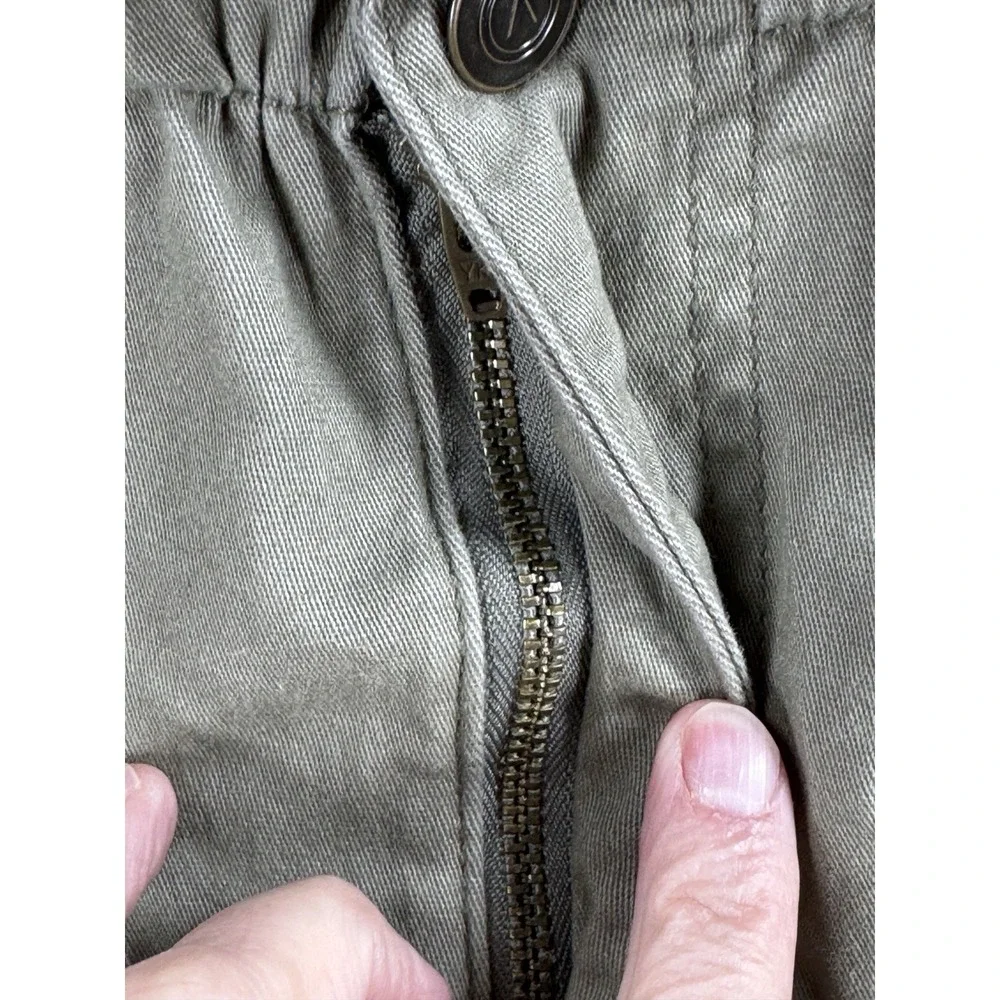 AND NOW THIS Olive Green Paperbag Waist Mini Skirt Women's Size L Utility Casual